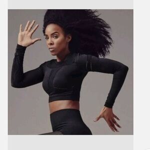 Fabletics Kelly Rowland Limited Edition Jaymee Black Seamless Mesh Crop